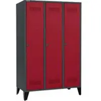 Schäfer Shop Kledingkast met poten, 3 compartimenten, 400 mm vakbreedte, veiligheidsslot, antraciet/rood, met draaibare sluiting, antraciet/rubberrood