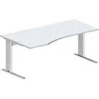 Schäfer Shop Desk PLANOVA BASIC, vrijstaand, aanbouw links, C-poot, B 1800 x D 1000/800 x H 717 mm, lichtgrijs/wit + kabelgoot