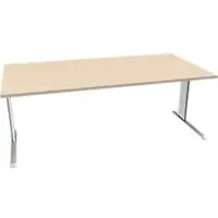 Schäfer Shop Desk PLANOVA BASIC, rechthoekig, C-poot, B 2000 x D 1000 x H 717 mm, ahorn/wit + kabelgoot