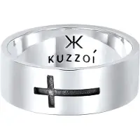 KUZZOI Ring 'Kreuz' zwart / zilver