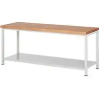 RAU Werkbank serie 8000, vast, plaatstalen legbord, B 2000 x D 700 x H 840 – 1040 mm