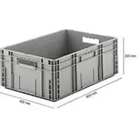 Ssi Stapelbak Eurobox MF 6220 - polypropeen - L 600 x B 400 x H 220 mm - 41,6 L - open handgrepen - grijs