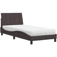 vidaXL Bed met matras "Hanko" stof donkerbruin 90x190 cm