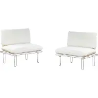 Beliani FRASCATI - Tuinkussenhoezen set - Gebroken wit - Polyester