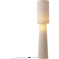 QAZQA Japandi vloerlamp beige teddy stof 2-lichts - Trompet