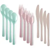 PlasticForte Bestek set van kunststof - 60x stuks - herbruikbaar plastic - 19 cm - BBQ / Verjaardag / Camping / Party - messen - vorken - lepels