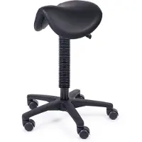 Mtm zadelkruk ATLA 200-N - ergonomisch smal zadel - kunstleer - kunststof kruisvoet - wielen - zwart –- 52/72 cm