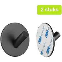 XIVADA Handdoekhaakjes Xavi - Zelfklevend - Rvs - Zwart - Set van 2