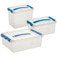 Sunware Q-Line opberg boxen set - 3 maten - 6-9-12 liter - kunststof - transparant/blauw