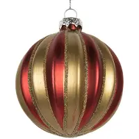 Clayre & Eef Kerstbal Overig Ø 8x8 cm Rood Goudkleurig Glas Kerstballen