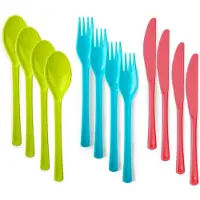 PlasticForte Bestek set van kunststof - 36x stuks - herbruikbaar plastic - 19 cm - BBQ / Verjaardag / Camping / Party - messen - vorken - lepels