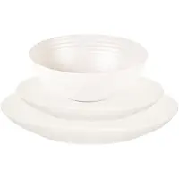 PlasticForte camping borden set - creme wit - kunststof - 3 soorten - 24x stuks - onbreekbaar servies