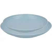 PlasticForte camping borden set - blauw - kunststof - 2 soorten - 12x stuks - onbreekbaar servies - platte bordjes