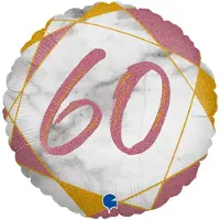 Grabo Folieballon 60 jaar – 45 cm flat – Marble Mate design – Helium of lucht – Zonder plastic verpakking