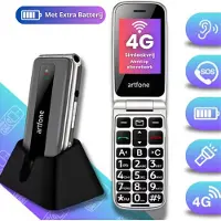 Artfone F30 senioren telefoon 4G – extra batterij – SOS knop – USB C – oplaadstation – 128MB