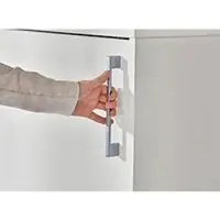 Schäfer Shop schuifdeurkast TETRIS WOOD, 3 OH, B 1200 mm, incl. stalen sokkel, lichtgrijs