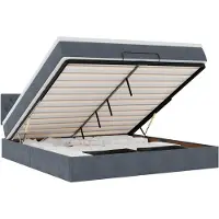 vidaXL Ottoman bed met matras en LED's 160x200cm fluweel donkergrijs