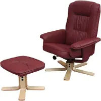 Generique Relaxfauteuil, tv-fauteuil, fauteuil met voetenbank, model M56, kunstleer, bordeauxrood