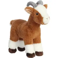 ECO NATION pluche knuffeldier geit - bruin/wit - 27 cm - Boerderijdieren thema