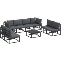vidaXL Tuinbank Set 9 st Zwart Aluminium