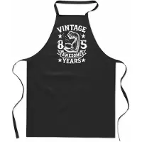Mijncadeautje Vintage Awesome ** years - Keukenschort - kookschort - 100% katoen - BBQ - verjaardag en feest - cadeau - kado - unisex - zwart - leeftijd - 85