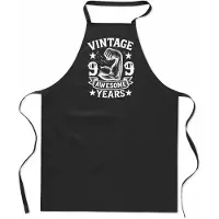 Mijncadeautje Vintage Awesome ** years - Keukenschort - kookschort - 100% katoen - BBQ - verjaardag en feest - cadeau - kado - unisex - zwart - leeftijd - 99