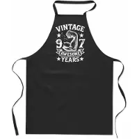Mijncadeautje Vintage Awesome ** years - Keukenschort - kookschort - 100% katoen - BBQ - verjaardag en feest - cadeau - kado - unisex - zwart - leeftijd - 97