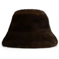 Manfield - Dames - Bruine bucket hat van faux fur - Maat 1