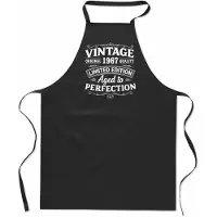Mijncadeautje Keukenschort - Schort - BBQ schort - unisex - zwart - 100% katoen - Vintage Limited Edition Aged to Perfection - verjaardag en feest - Geboortejaar 1967