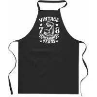 Mijncadeautje Vintage Awesome ** years - Keukenschort - kookschort - 100% katoen - BBQ - verjaardag en feest - cadeau - kado - unisex - zwart - leeftijd - 78