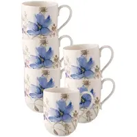 Villeroy & Boch Latte Macchiato Becher Mariefleur Gris Basic 370 ml Set van 6
