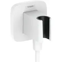 Hansgrohe fixfit q muuraansluitbocht met handdouchehouder, mat wit