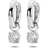 GLAMS klapoorringen zirkonia - 15 mm - Zilver