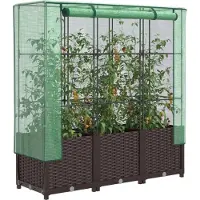 vidaXL Plantenbak verhoogd met kashoes 120x40x138 cm rattanlook