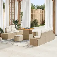 vidaXL Tuinbank Set 8 st 7-Aantal zitplaatsen Beige Poly rattan