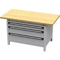 OttoKind Otto Kind brede werkbank type 405, beuken multiplex blad, tot 1.200 kg, B 1524 x D 750 x H 850 mm, staal, centrale vergrendeling, blank aluminium/wit aluminium