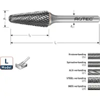 Rotec HM-Stiftfrees, model L - Z9 / INOX-vertand / ø8x25,4x70xø6mm - 4390809