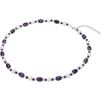 Valero Pearls Ketting blauw / aubergine / zilver / wit