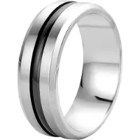 Lucardi Ring zwart / zilver