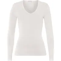 Hanro Slim fit onderhemd met lange mouwen van een mix van wol en zijde