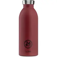 24Bottles Drinkfles 'Clima' karmijnrood / zwart / zilver