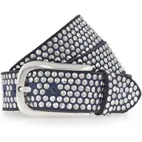 B.belt Studded belt I leather 100 cm blauw
