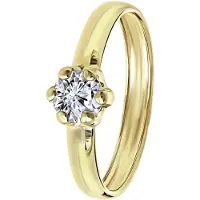 Lucardi Dames Ring met zirkonia - Ring - Cadeau - 9 Karaat - Geelgoud
