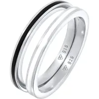 Elli - Elli Ringen Dames Ring Set Basic Zwart met Email in 925 Sterling Zilver