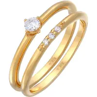 Elli - Elli Ringen Dames Stacked Ring Set Solitaire met Zirkonia Kristallen in 925 Sterling Zilver