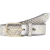 B.belt Studded riem leer 95 cm grijs