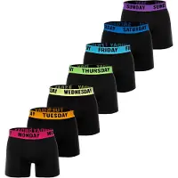 Happy Shorts Boxershorts 'Monday Sunday' blauw / lila / rood / zwart