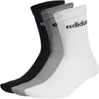 Adidas Sportsokken 'Linear Crew Cushioned 3 Pairs' grijs / zwart / wit