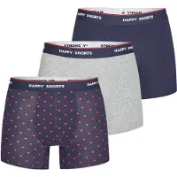 Happy Shorts Boxershorts navy / grijs gemêleerd / rood / wit