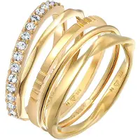 Elli - Ring - Dames stapel band filigraan set van 5 met kristallen in 925 sterling zilver - Dames